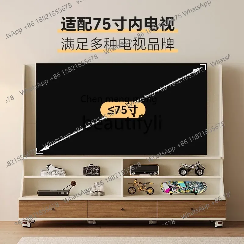 2003Movable TV Cabinet Living Room Solid Wood Modern Floor Storage Cabinet TV Stand