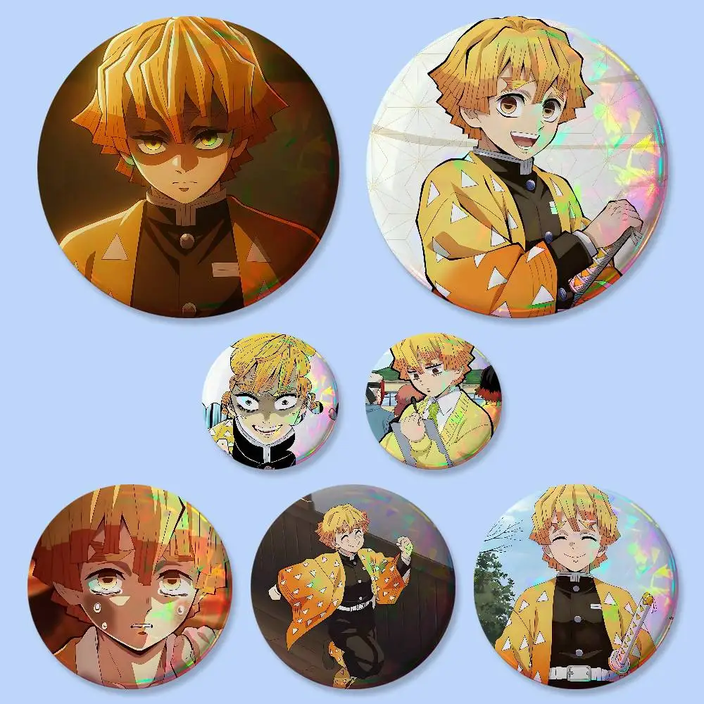 Anime A-Agatsuma Zenitsu Abzeichen 25 32 44 58 75 mm Runde Cosplay-Pins Taschendekoration Fangeschenke für Fans Brosche Souvenir