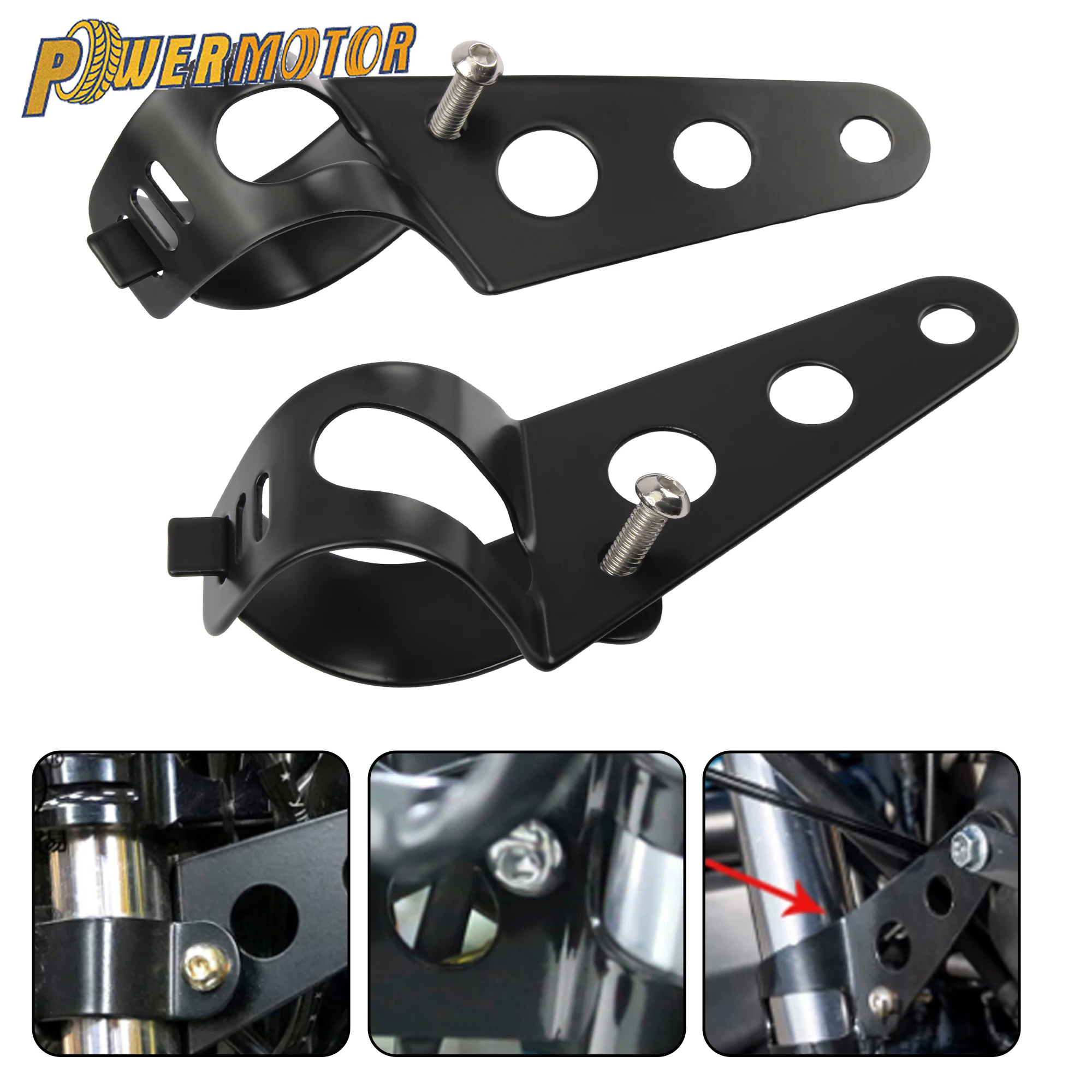 

Universal Motorcycle Headlight Mount Bracket Fork Ear Chopper 5.75-7 Inch Headlamp Adjustable Holder Clamp Cafe Racer Accessorie
