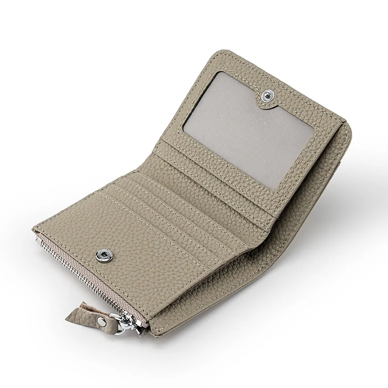 Western RFID Blocking Cowhide Leather Contrast Color Women Wallet Multifunction Zipper Coin Purse for Ladies