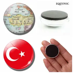 Turkey Flag 30 MM Fridge Magnet Turkey Map Ankara Aegean Sea Glass Dome Magnetic Refrigerator Stickers Note Holder Home Decor