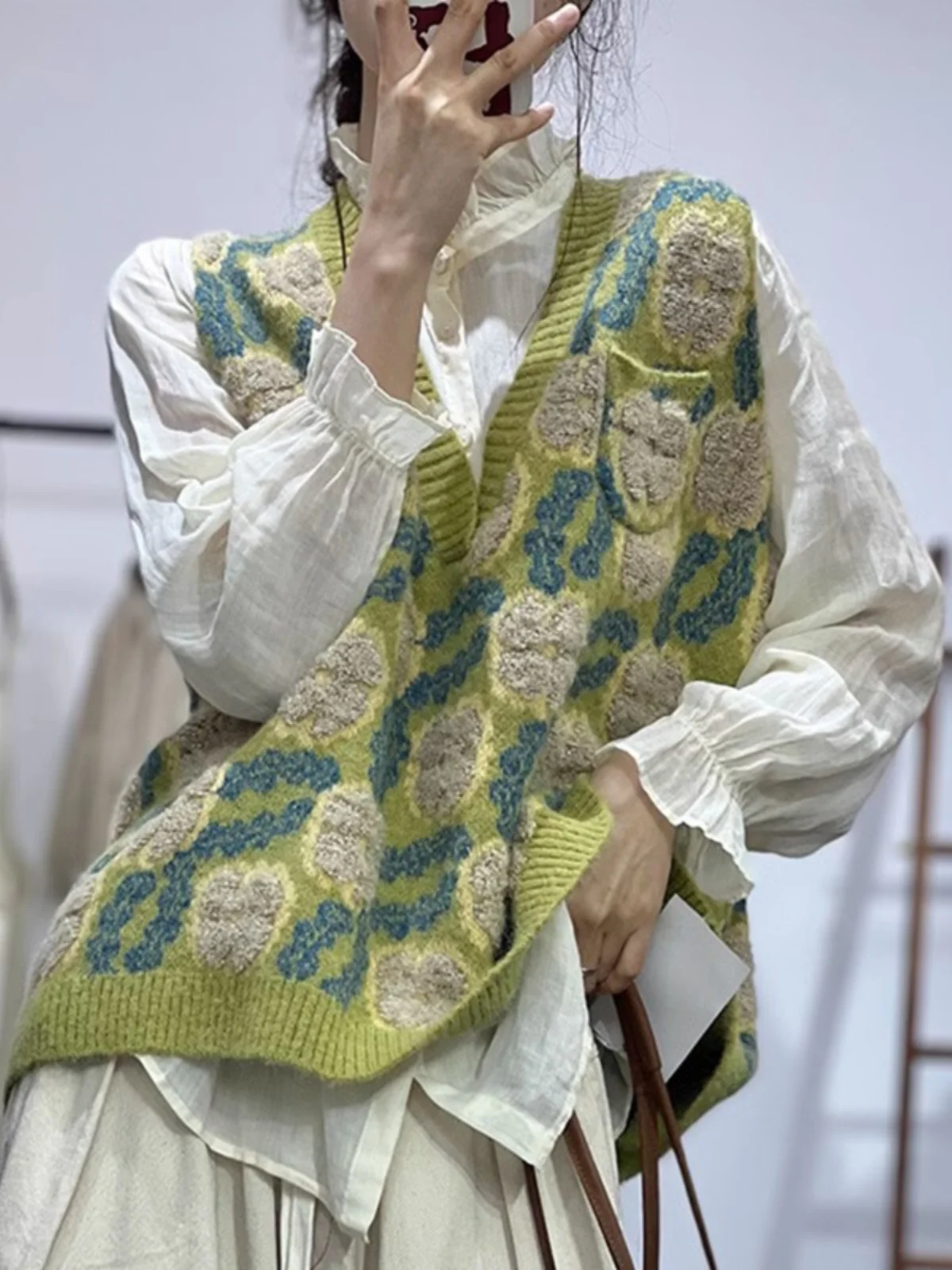 

Цветной вязаный свитер в стиле ретро, жилет, свободный повседневный многослойный жилет с надписью V Ne Svel, женский модный жилет