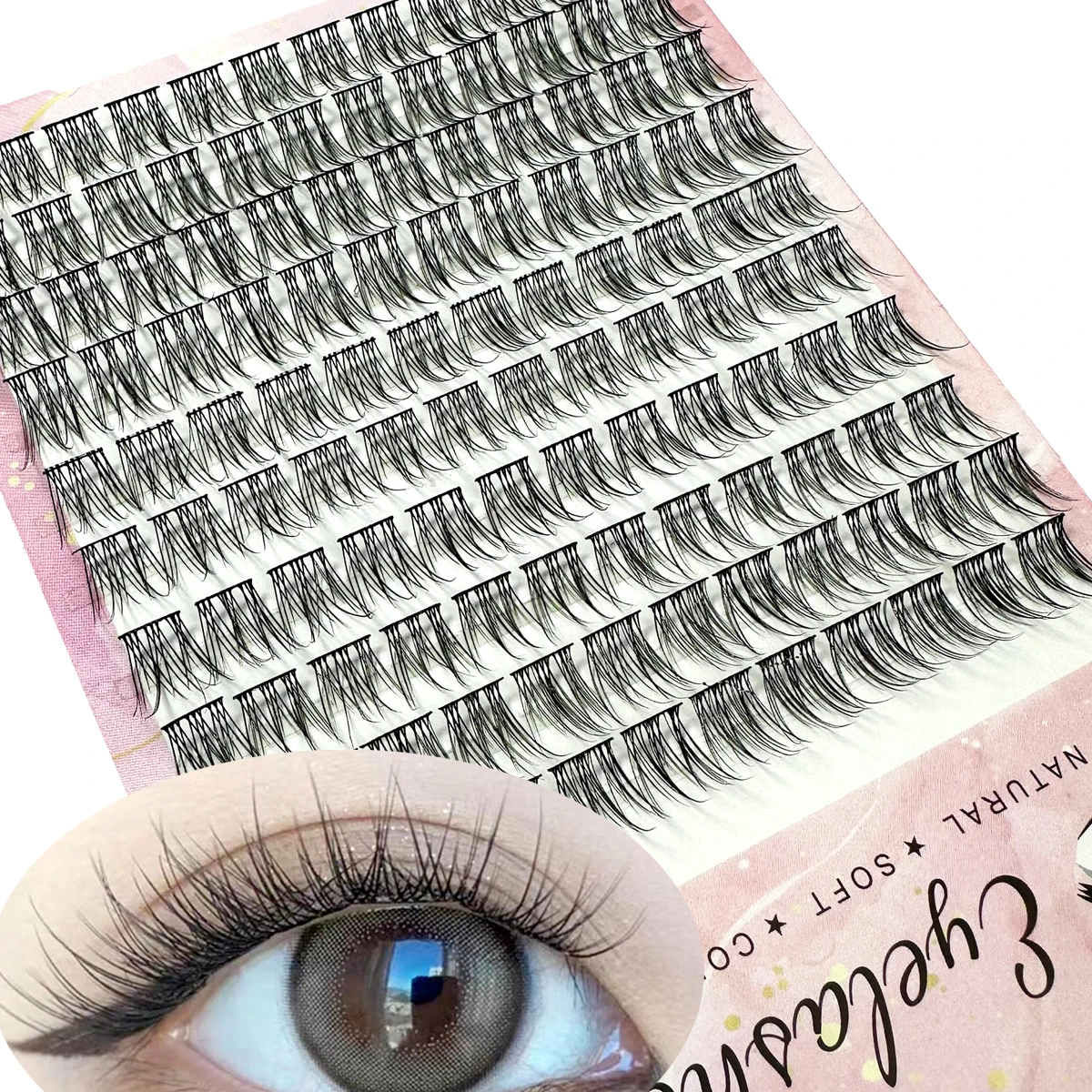 1/Box 120 Bundles Nerz Falsche Wimpern Natürliche Russische 3D Spitzen Einzelne Wimpernverlängerung Cluster Make-Up-Tool Großhandel Wimpern