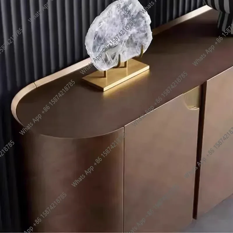 I HXX C Light Luxury Entrance Cabinet Champagne Color Decorative Shoe Rack Organizer Modern Minimalist High-end Storage Furnitur