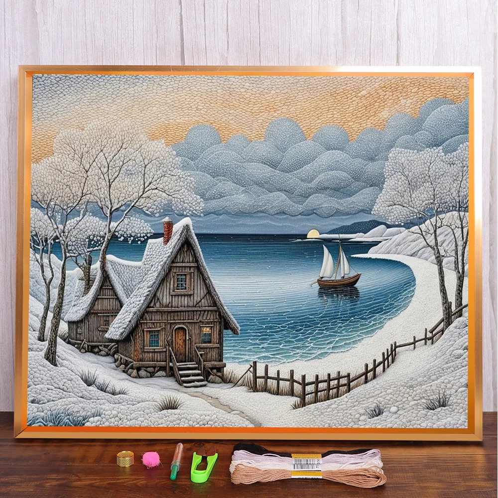 

Landscape Winter Sea Printed Canvas Cross Stitch Patterns Embroidery Hobby Handiwork Painting Needlework For Adults Floss Gift
