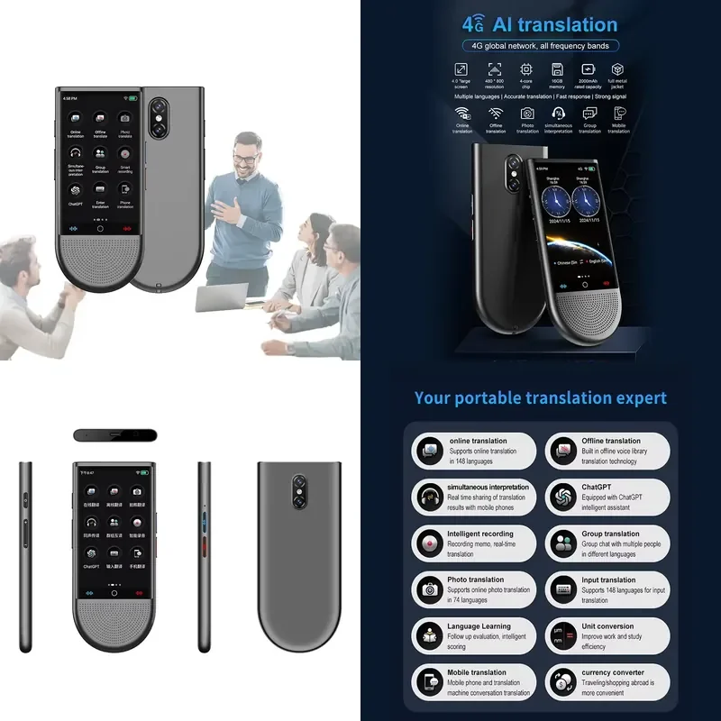S15 Portable Ai Voice Translator Online Offline Translation 148 Languages Two Way Real Time Smart Language Photo Transla