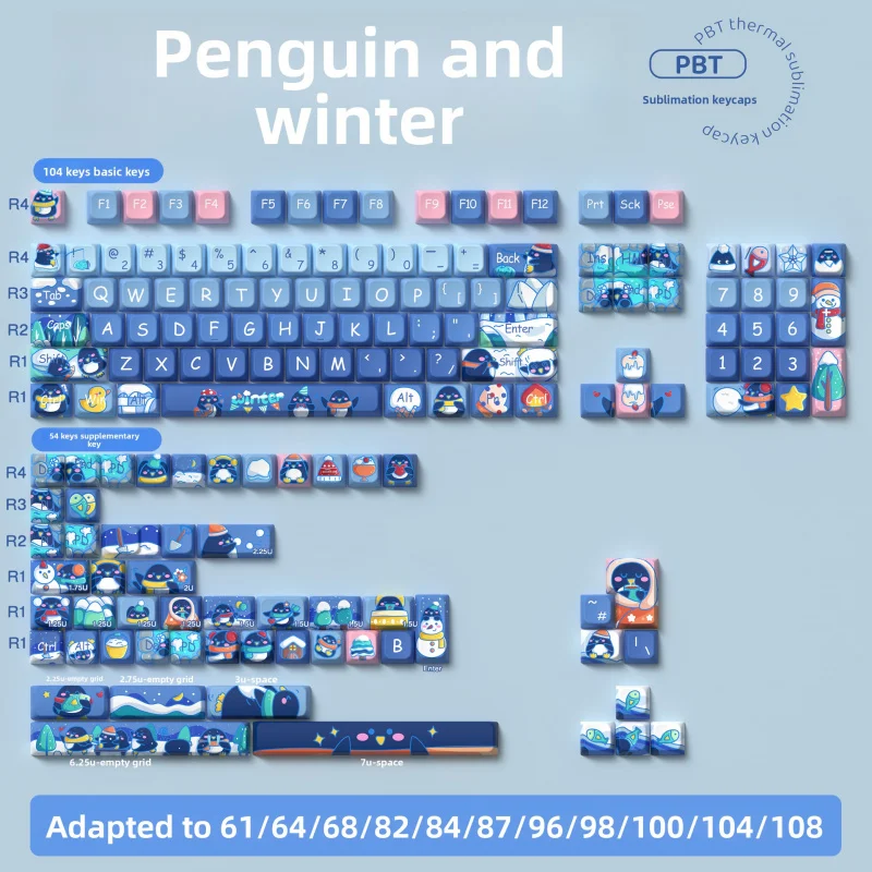 

Penguin and Winter Theme Key Cap MDAHeight Cute Personality Five-Sided SublimationPBTComplete Keyboard Keycap Set
