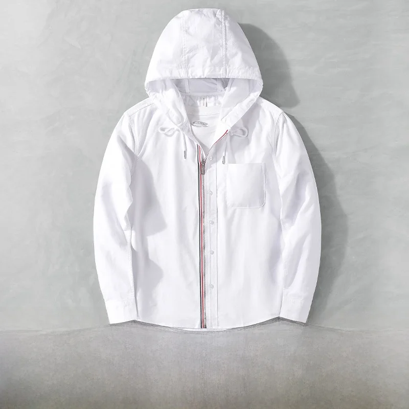 8866 Men's Cotton Handsome Longsved Shirt Japanese Style Thickened Fleece  Collar Cleanfit Waist-cinching PU Leather