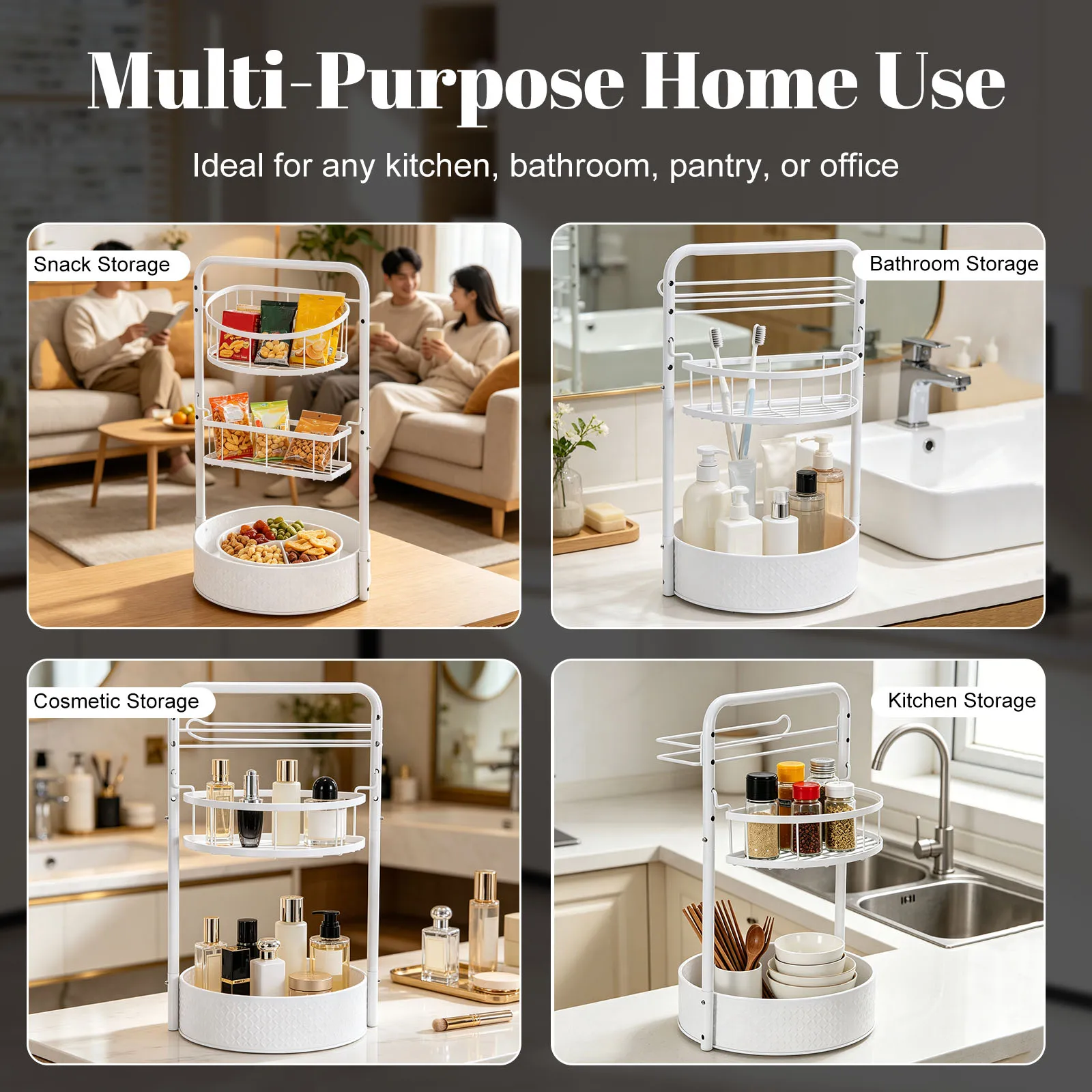 Rotating Spice Rack Sturdy Iron Seasoning Organizer Industrial Turntable Spice Rack Organizer For Seasoning Bottles And Cabinets