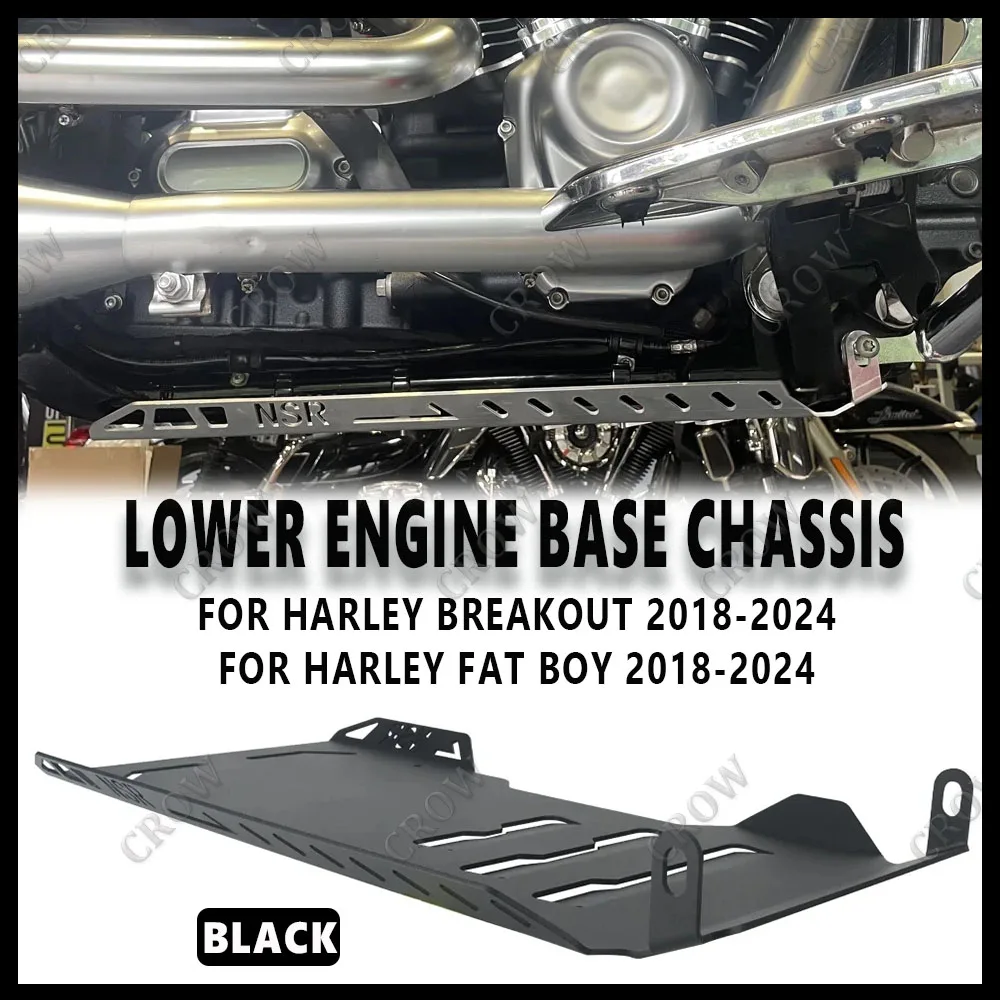 For Harley BREAKOUT FAT BOY 2018-2024 2023 New Motorcycle Skid Plate Lower Engine Base Chassis Guard Protection Black FAT BOY