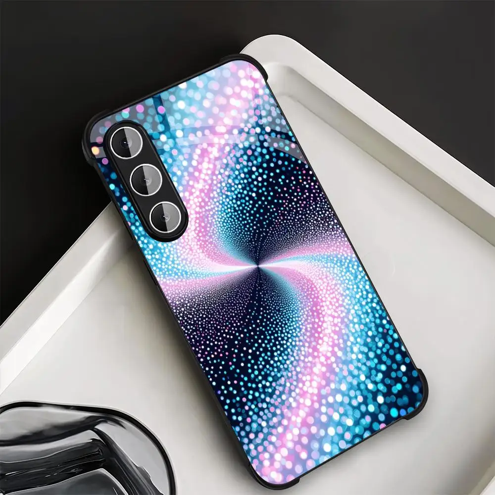 vortex colorful dots High-end Glass TPU QHD PhoneCase for Samsung Galaxy S26 S25 S24 S23 S22 S21 FE,Ultra,Plus Dropresistant