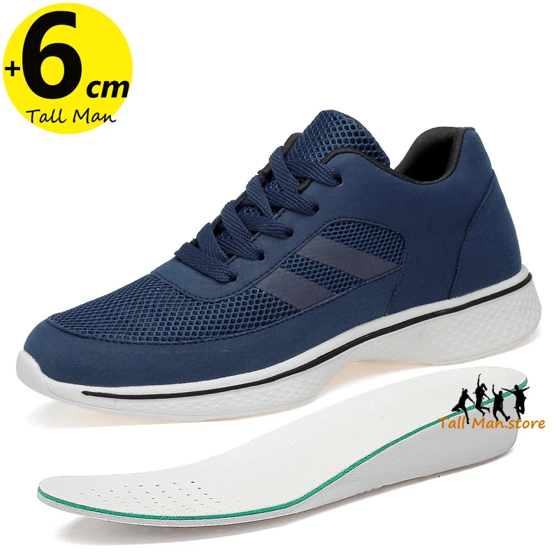 Men Sneakers Elevator Shoes Height Increase Insoles 6CM Man Tall Plus Size 37-44