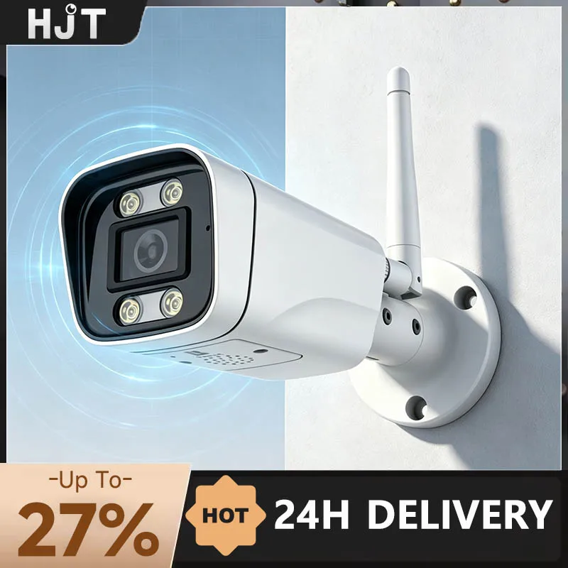 HJT 5MP Color Night Vision Security камера 8MP IP66 Outdoor WiFi 4G Video Surveillance камера HD 4K Bullet AI Detection Outdoor