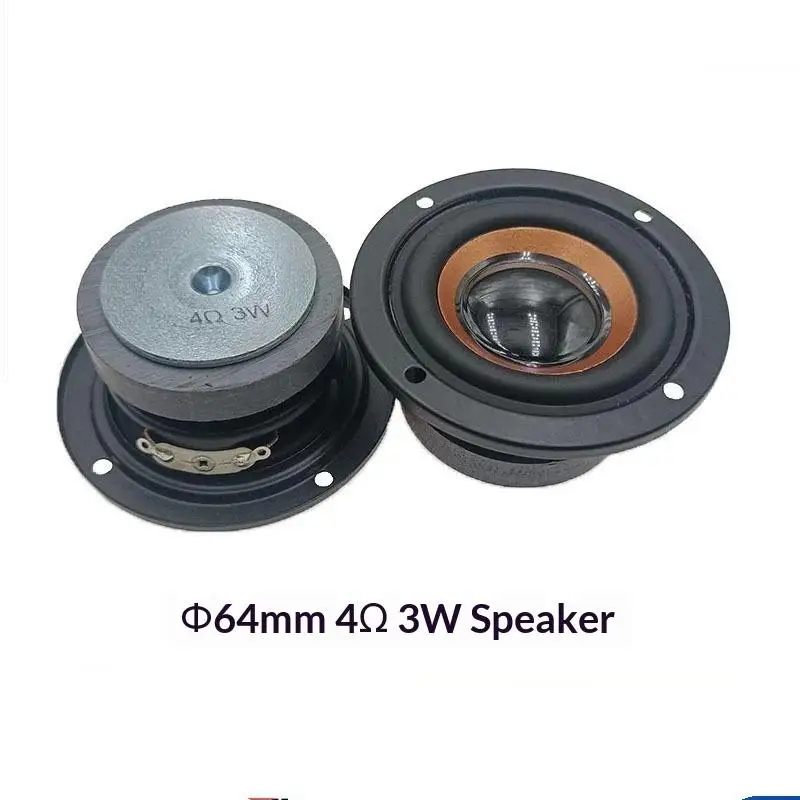 2Pcs 64mm 4Ω 3/5W Speakers Subwoofer 45 Core Magnetic Round Bass Loudspeaker DIY Mini Portable Bluetooth Speaker