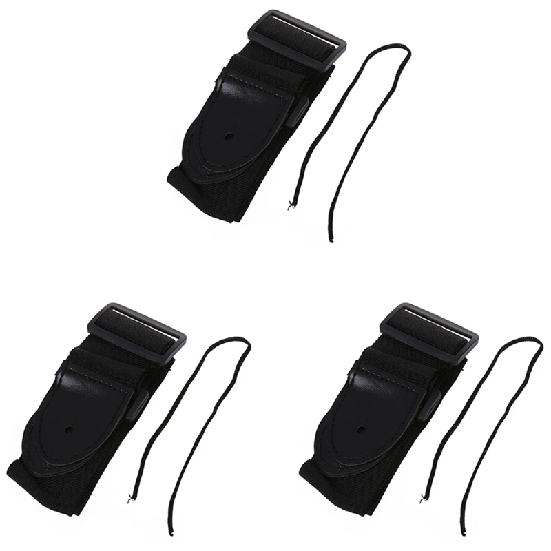 3X Adjustable Guitar Strap Band Acoustic Electric 132 X 6Cm Black