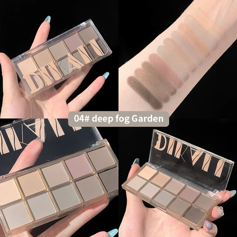 Paleta de sombras de ojos de larga duración, 10 colores, resistente al agua, brillo mate, sombra de ojos coreana, maquillaje de ojos lindo, cosméticos