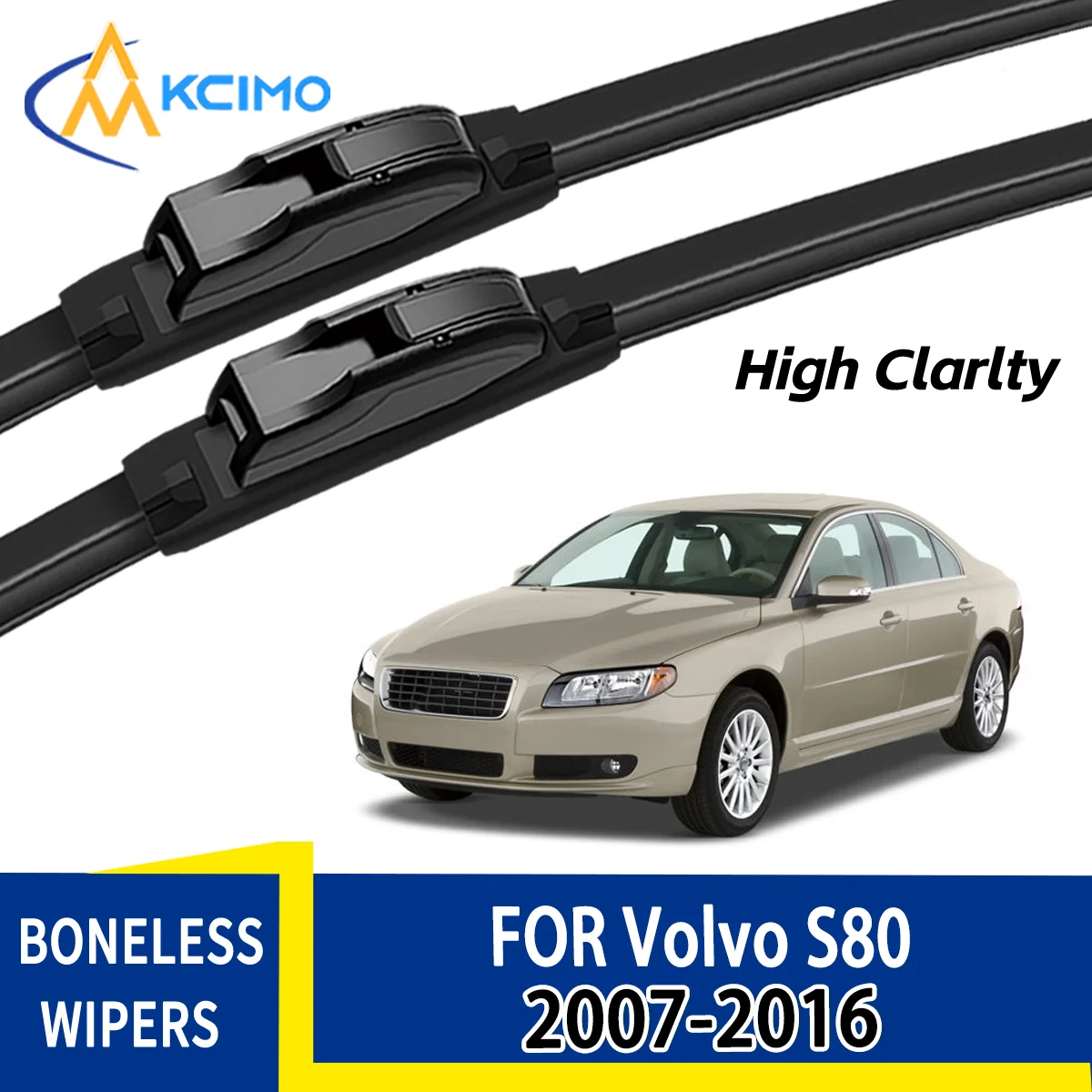 

For Volvo S80 2007-2016 2008 2009 Automobiles Durable Quiet Front Windscreen Wiper Blades Auto Window Replacement Accessories