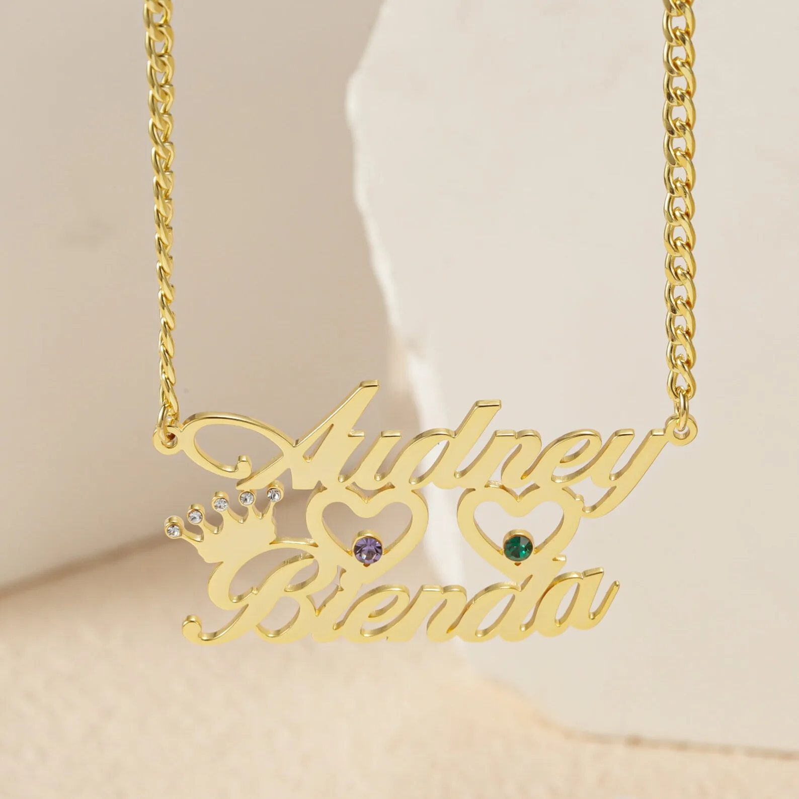 

Lateefah Personalized Letter Double Name Necklace Custom Creative English Lovers Souvenir Collarbone Chain Valentine's Day