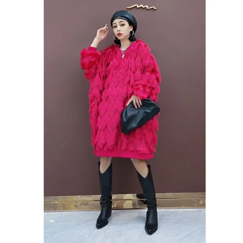

Women's Fairy Summer Big Size Pullover Tassel Hoodie Casual Loose Fashion Design Soft Comfortable Niche Versatile Vintage Trend