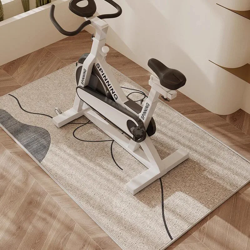Spinning Bike Carpet Non-slip Floor Mat Beige Striped Minimalist Rug Fitness Treadmill Mats Home Decoration Rugs for Living Room