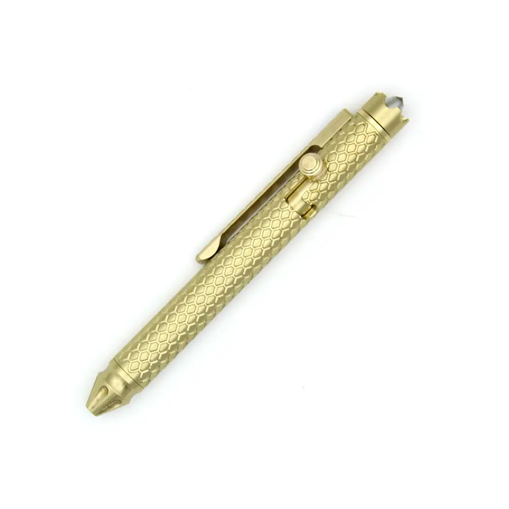 New 1Pc Dragon Scale Pattern Brass Made Bolt Pen with Titanium Pocket Clip Wring Pen Gift