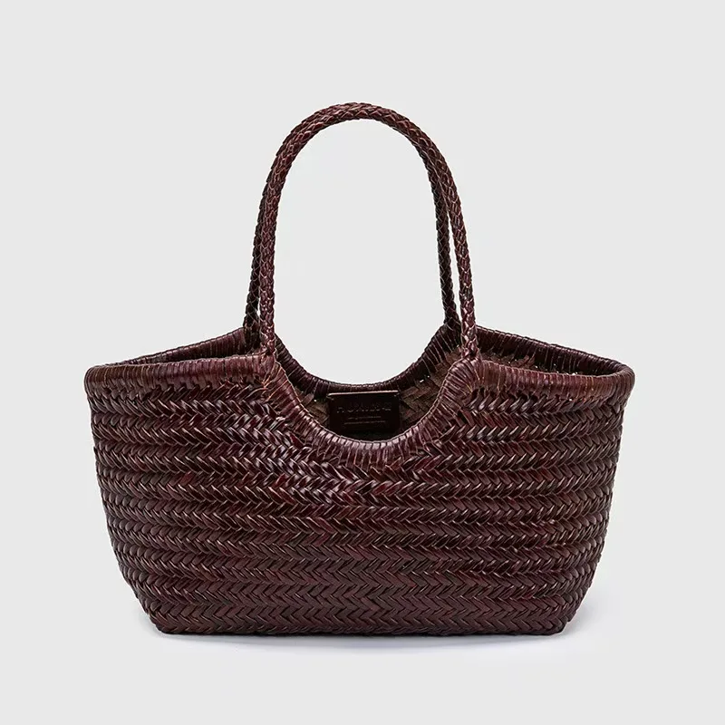 

New Leather Women's Bags Niche Design Hand-woven High-grade Simple Large-capacity Single Shoulder Mother Child Tote Bags