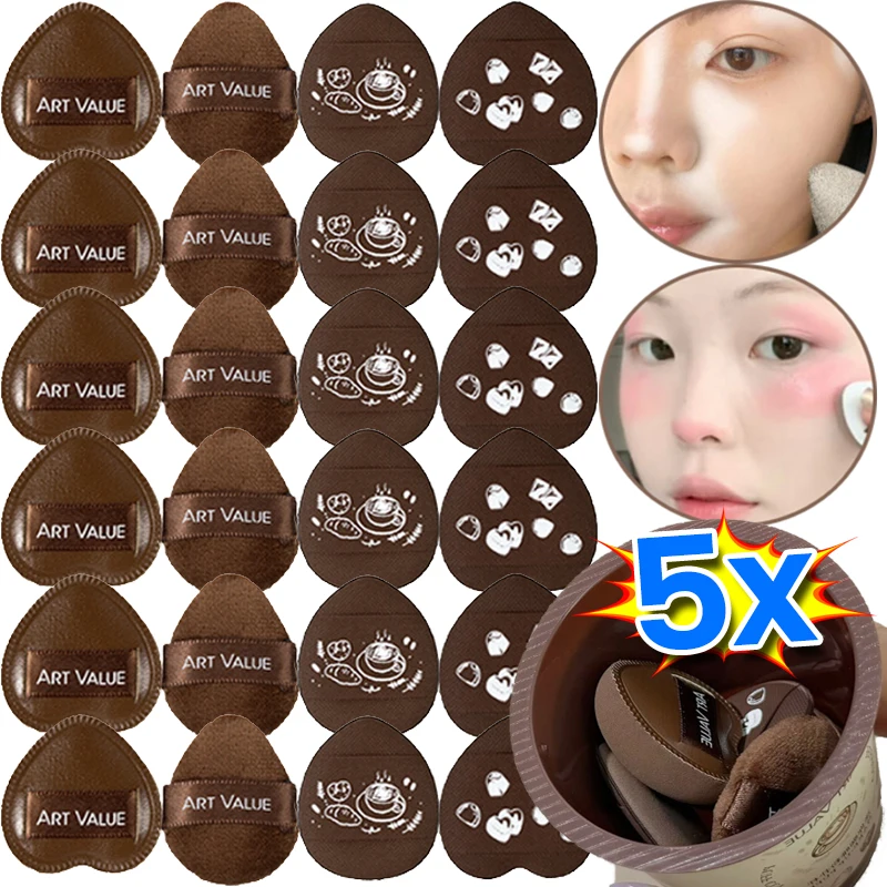 5 قطعة/المجموعة فنجان القهوة ماكياج نفخة شكل قلب يتدفقون البسيطة إصبع نفخة المحمولة التجميل المخفي قضيب لينة ماكياج الإسفنج