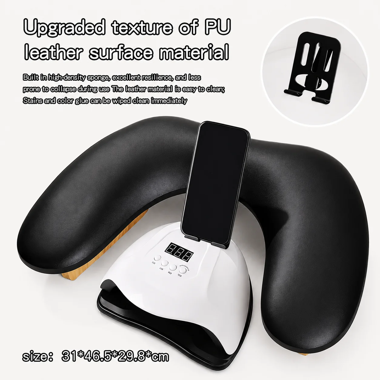 Butterfly-shaped Nail Art Hand Rest with Phone Holder Nail Hand Pillow Comfortable PU Material Adjustable Manicure Tool