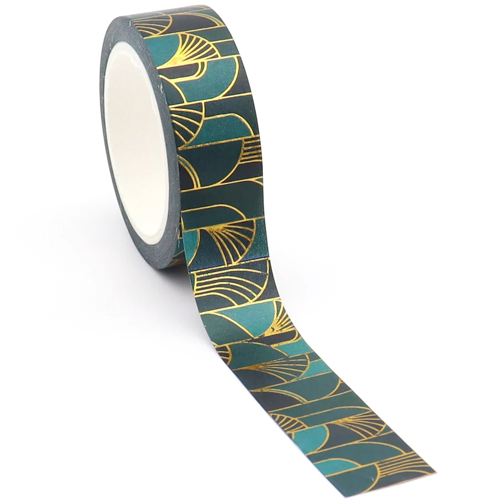 1PC 15mm*10m Gold Foil Halloween Sector  Washi Tape Adhesive Cute Stationery Supplies Washi Stickers