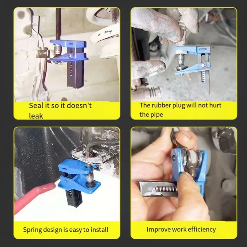A15Q-Auto Steel Line Stopper Kit Brake Line Service Tool Brake Fluid Line Clamp Tool With Caliper Hanger Set A/C Line Service To