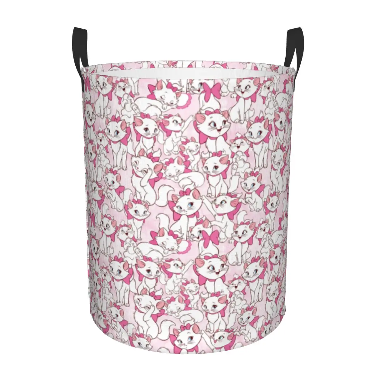 Custom Cute Cat Marie Kitten Cartoon Laundry Basket Foldable Animals Movies Clothes Toy Hamper Storage Bin for Kids Nursery