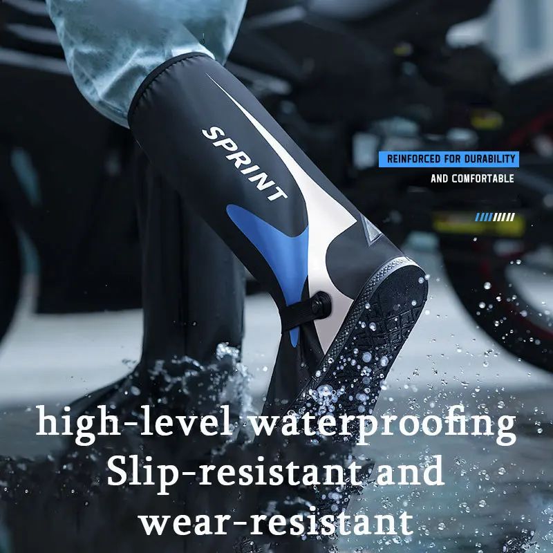 Motorcycle High Tube Rain Boots Waterproof Reflective Non-Slip Footwear Motorbike Cycling Bike Reusable Protection Accessories