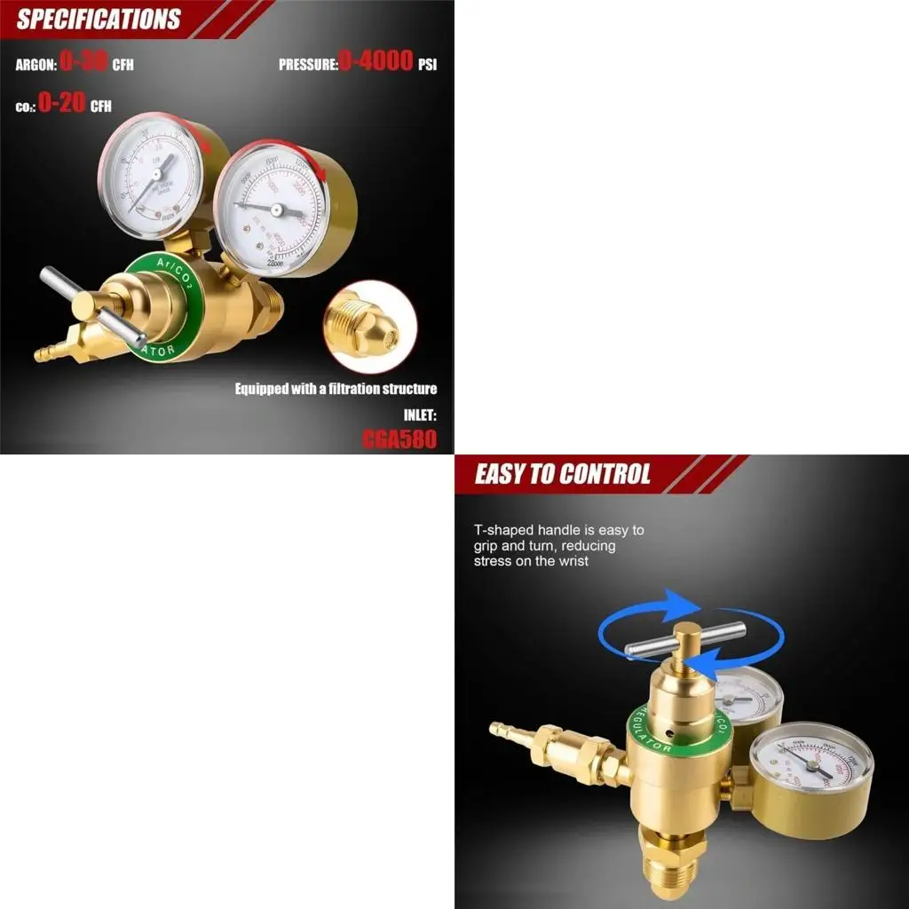 652F Adjustable Welding Gas Flows Controller Gauge With CGA580 Connection And Filter