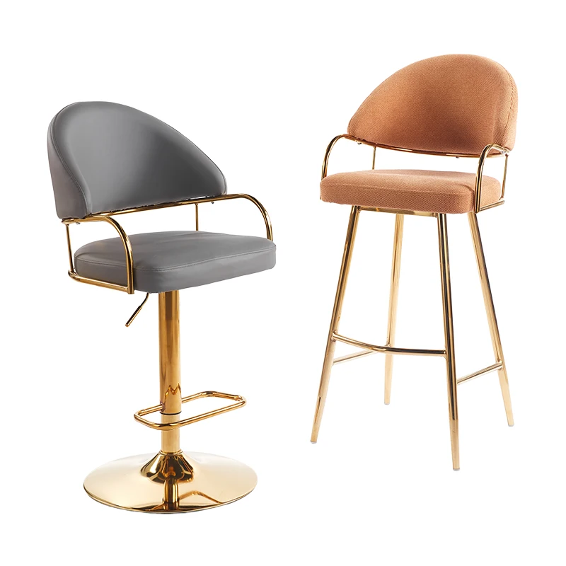 Luxury Swivel Bar Stools with Adjustable Height PU Dining Chairs with Simple Metal Legs Stainless Steel Base for Counter Bar Use