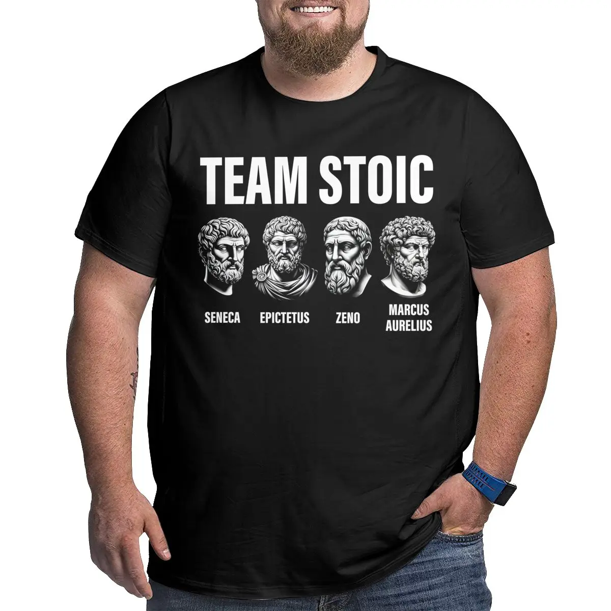 

HD- Team Stoic Philosopher Marcus Aurelius Epictetus Men's T Shirts O Neck Big Tall Pure Cotton printed Big Size 4XL 5XL 6XL