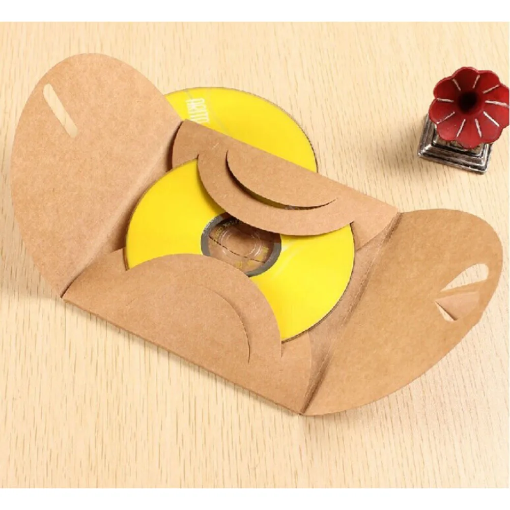

50Pcs Cd Kraft Paper Sleeves 13x13cm Recycled Kraft Vintage Style Holder Sleeve for Birthday Business Promotion