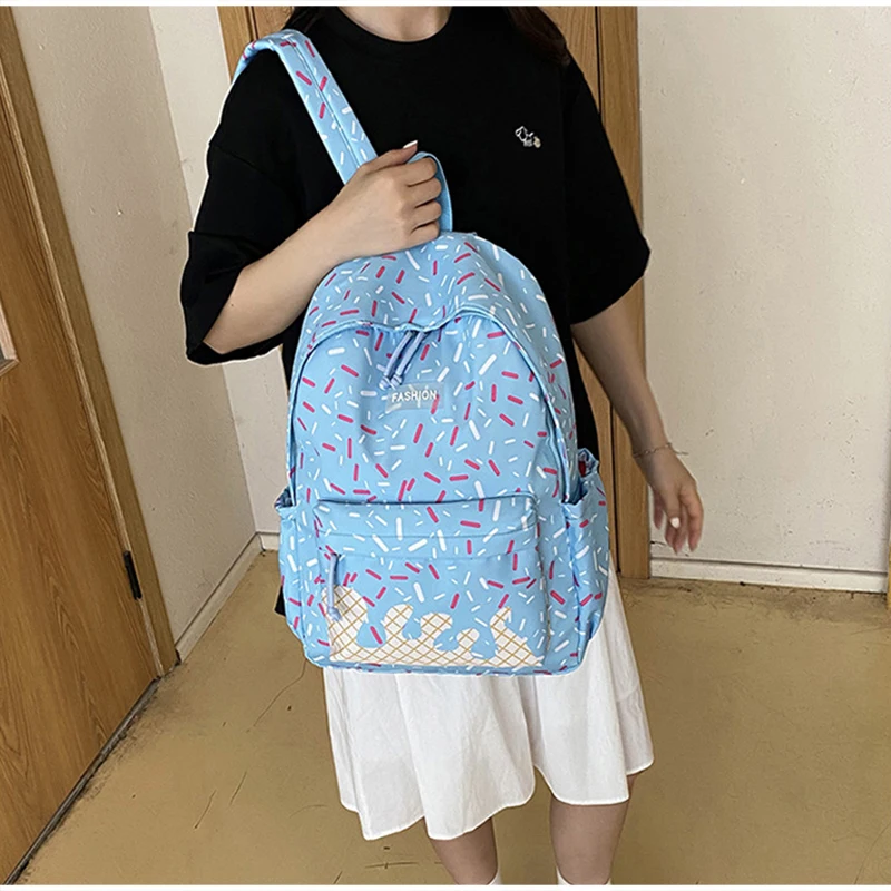 Schülerrucksack, Ice Cream Korean Teenage Girls Sweet Cute Schultasche, leichte, geräumige College-Tasche, Tagesrucksack mit großem Fassungsvermögen – Detail 16