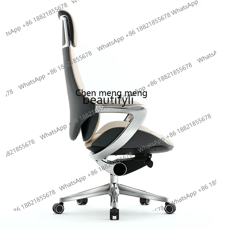 182ALight luxury leather boss ergonomic chair computer comfortable sedentary office home seat