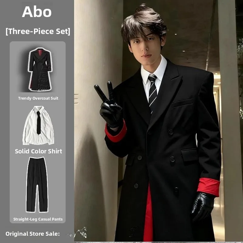 

Мужской костюм Bla Long с подплечниками, модный плащ-ветровка в британском стиле, двубортный, из полиэфирного волокна