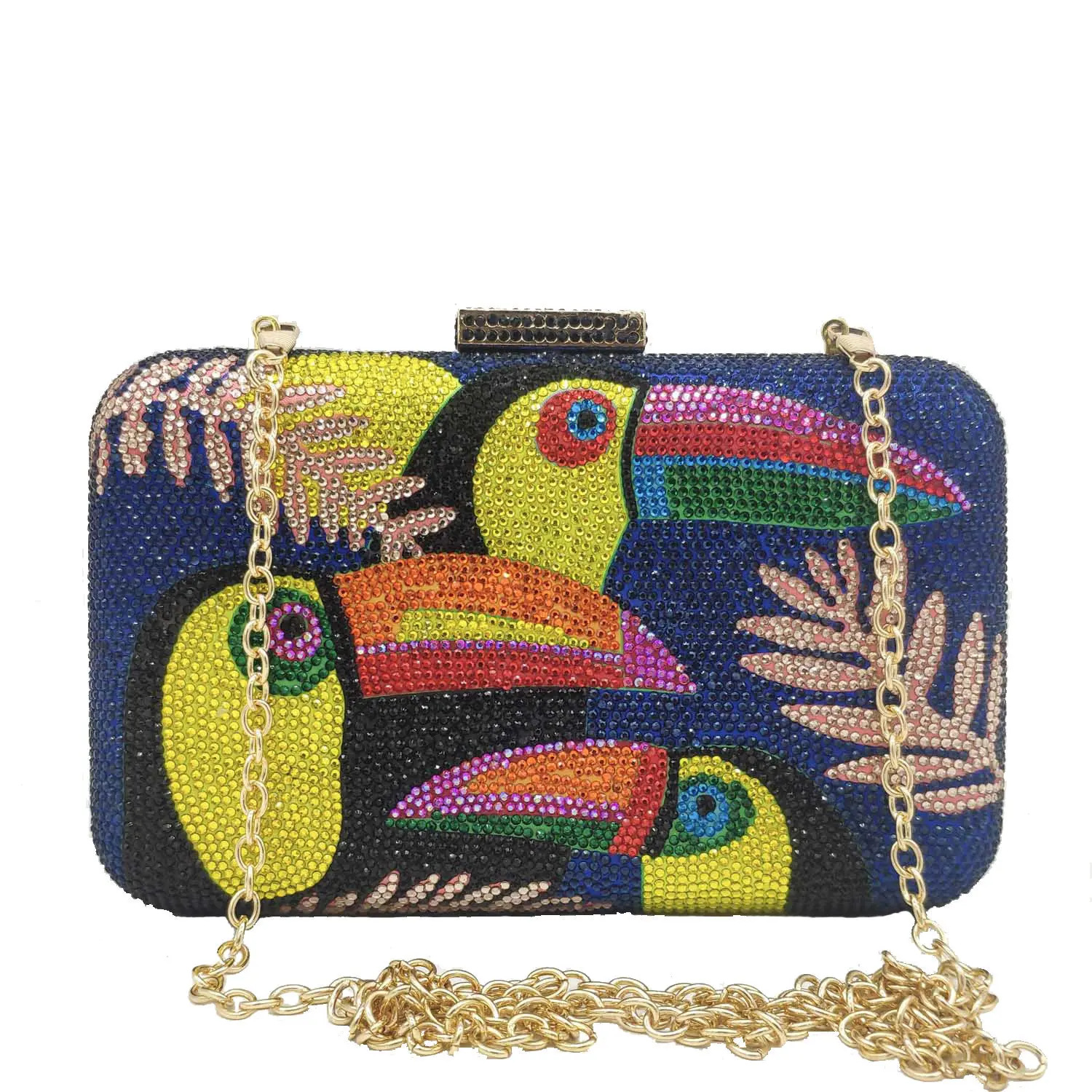 Neuheit Toucan Vogel Frauen Kristall Abendtaschen Strass Box Schminktäschchen Clutch Party Cocktail Handtasche Diamant Kette Geldbörse – Detail 6