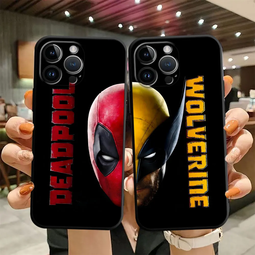 Marvel Deadpool Wolverine Logo Phone Case for Apple iPhone 14 11 SE XR 13 Pro XS X 8 Plus 12 Mini 15 Pro Max Black Soft Cover