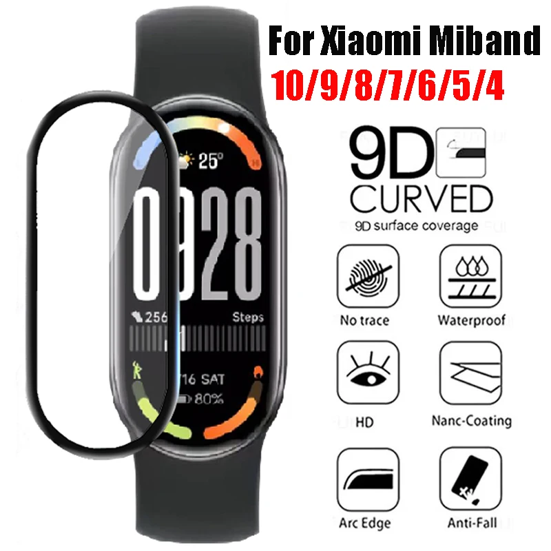 1-3 piezas de funda de TPU para Xiaomi Mi Band 10 9 8 7 6 5 4, protector de pantalla antiarañazos, película de cobertura total, accesorios para Miband 10 9