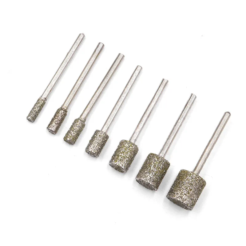 5Pcs 3/4/5/6/8mm Cylinder Diamond Grinding Burrs Drill Engraving Bit for Dremel 60 Grit Coarse