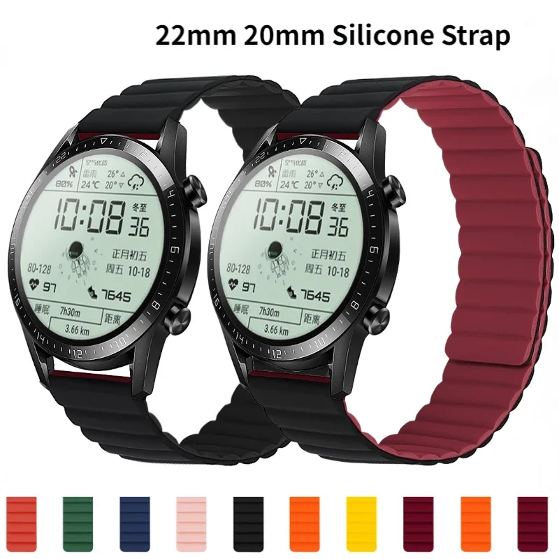 22 مللي متر 20 مللي متر سيليكون حزام مغناطيسي لساعة سامسونج جالاكسي 7/6/5/4/3 Amazfit GTR 4/GTS 4 معصمه لساعة هواوي 4-5-3/GT5-4 #1