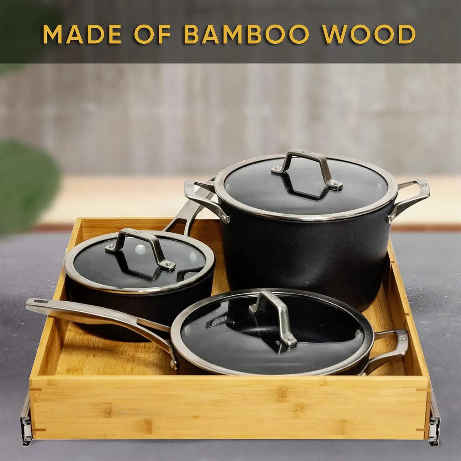 

Выдвижной органайзер для ящиков шкафа, раздвижная полка для хранения из бамбукового дерева, полка для скольжения шкафа для кухни, горячая распродажа