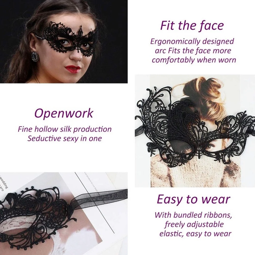 1pcs Simple Sexy Masquerade Mask Women Party Mask Pretty Elegant Lady Lace Masquerade Halloween Mardi Gras Decor - view 3