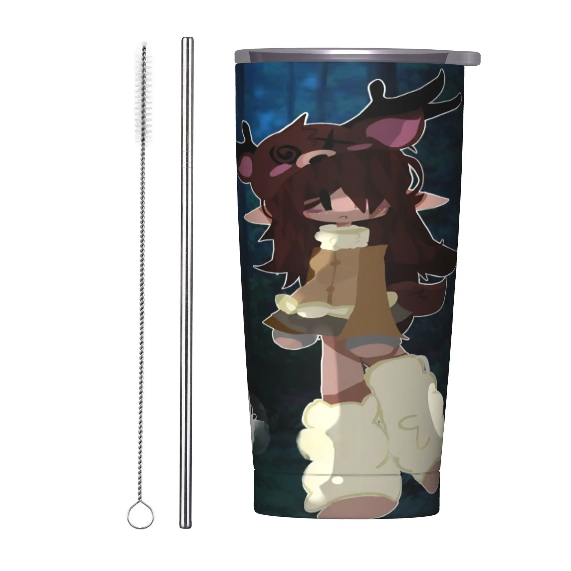 9-9 Nights in the Forest Insulated Tumbler with Lid Deer Game Vacuum Thermal Mug Outdoor Travel Hot Cold Drink Cups, 20oz