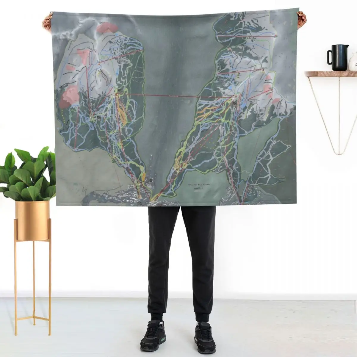 Whistler Blackcomb Resort Trail Map Throw Blanket Polar Decorative Sofas Sleeping Bag Flannel Fabric Thin Blankets