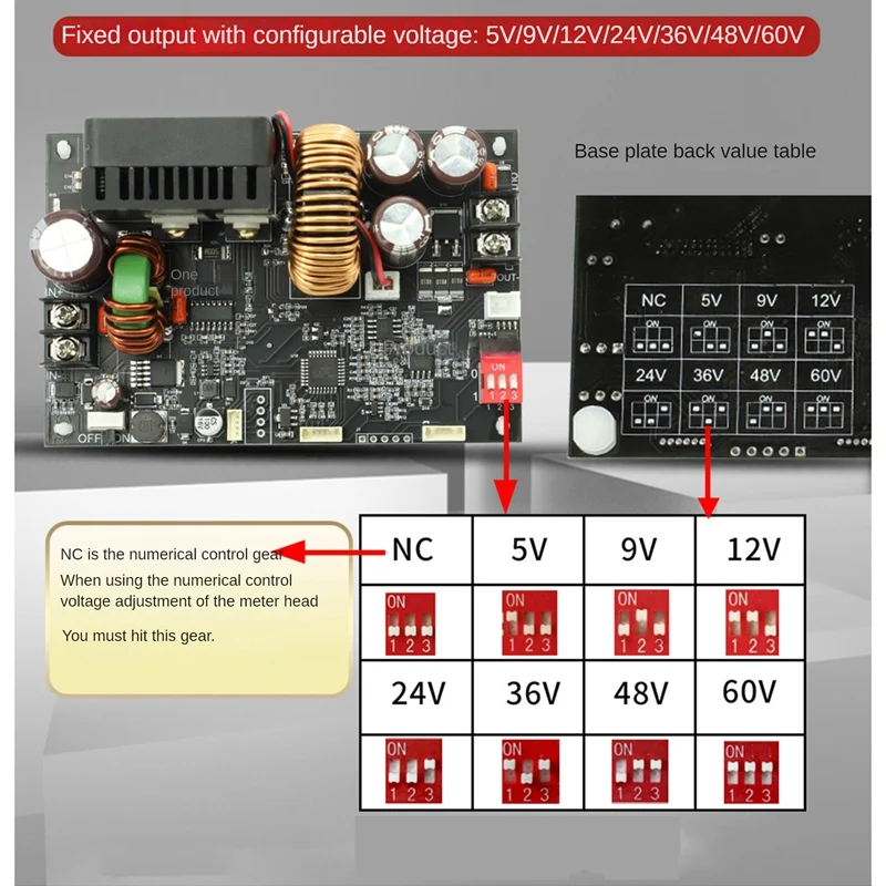 1200W DC CNC Antihypertensive Boost Converter 6-70V Adjustable Power Supply Input Constant Voltage 20A/1200W Buck Module Module