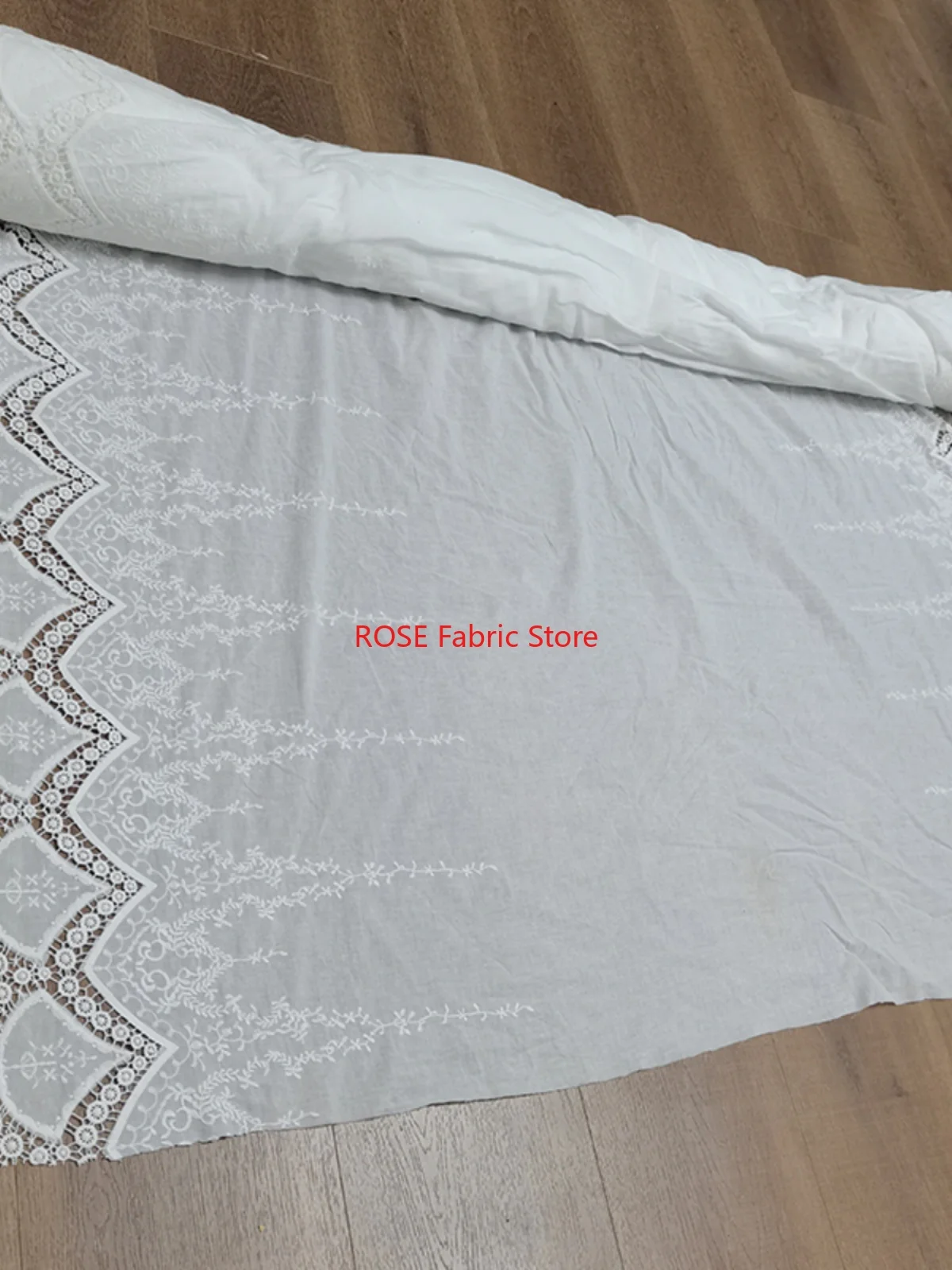 Tessuto ricamato in puro cotone bianco sporco per tende tovaglie e abbigliamento Accessori per cucire fatti a mano fai-da-te Larghezza 1,3 m